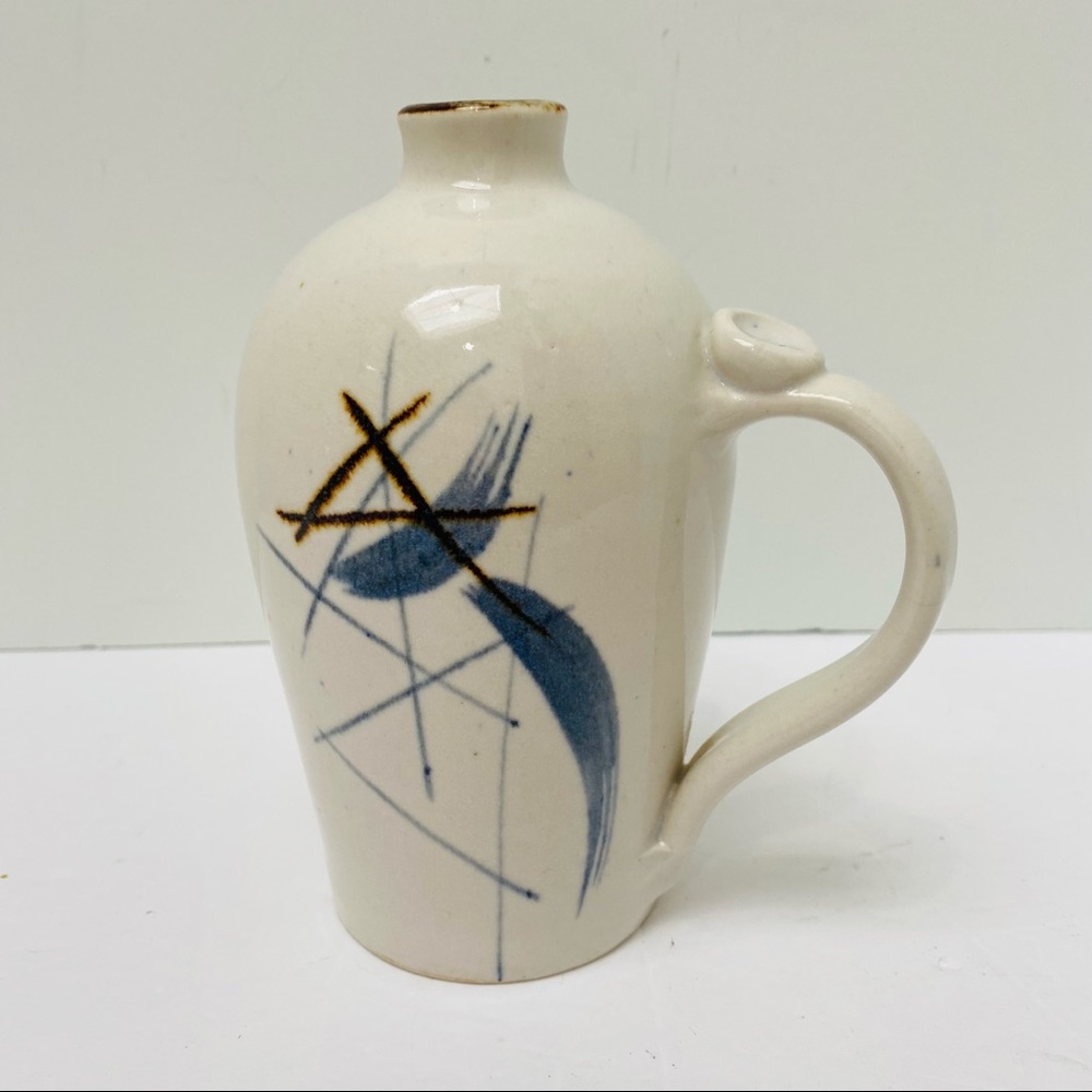 Abstract Ceramic 7” jug jar vase handmade pitcher